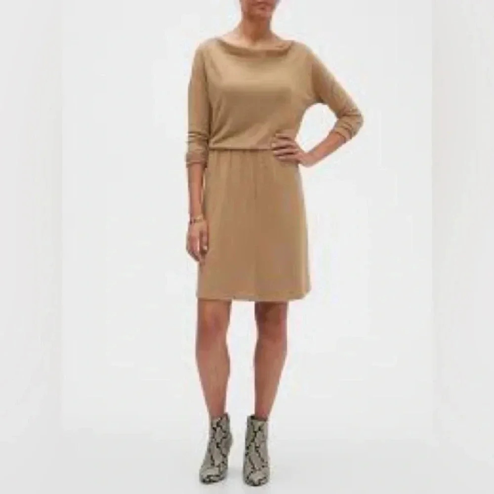 Banana Republic | Caramel Luxespun Cowl Neck Fit & Flare Dress Size L Large